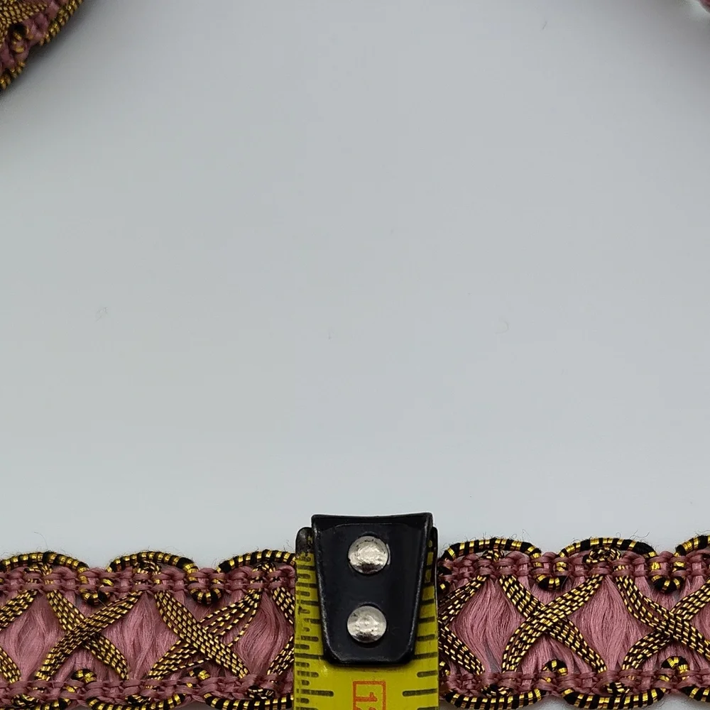 Vintage 1940s French Pink Gold Metallic Silk Jacquard Ribbon Couture TWO YARDS - Picture 6 of 6